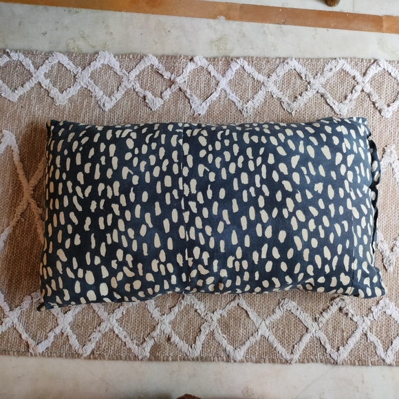 Navy Blue and White Boho Speckled Cushion - Picture 2 of 16